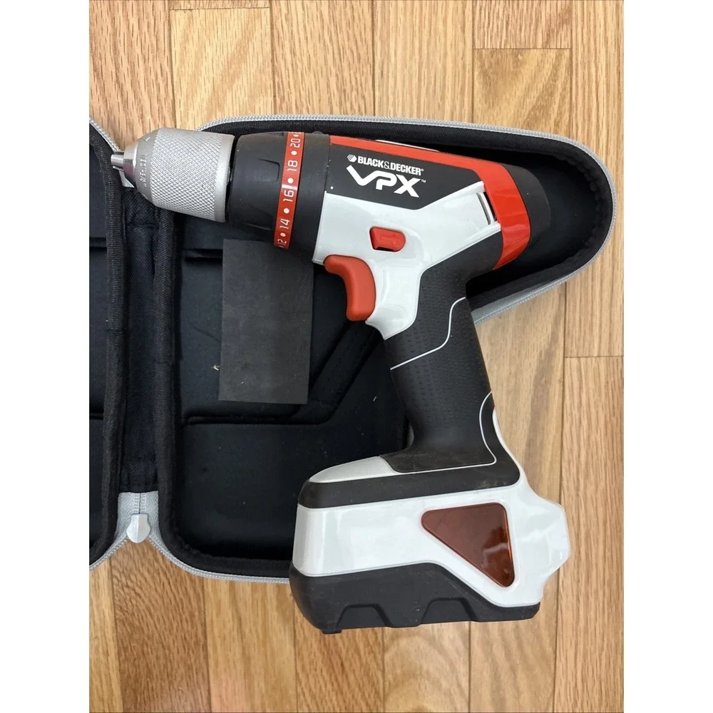 Black‎ & Decker VPX 7V Cordless Drill Set Driver, Case, Battery, Bits- Untested
